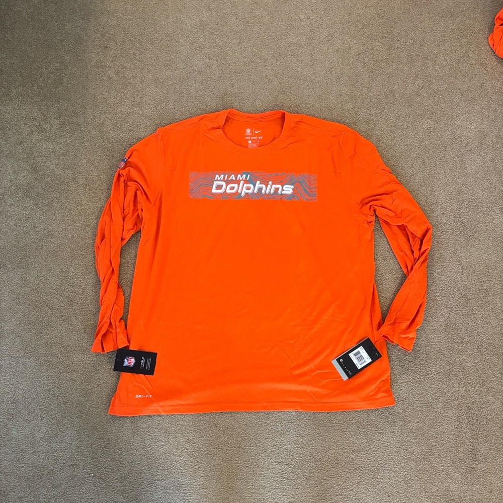 Men’s 3XL Orange Nike Miami Dolphin’s Long Sleeve T-Shirt